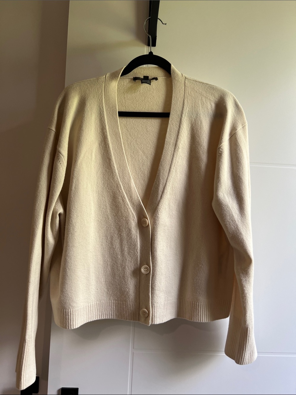 French Connection Cream Button-Front V-Neck Cardigan